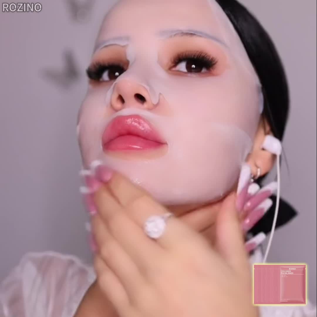 21pcs ROZINO Collagen Facial Masks with Hyaluronic Acid & Nicotinamide - Collagen-Enriched Hydrating Gel Sheets, Fragrance-Free Firming Face Care Suitable for Skin Types ( Dry, Oily) - &