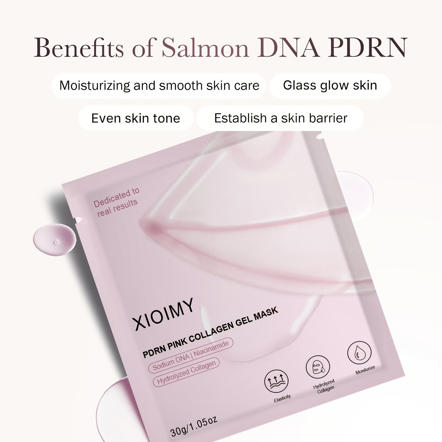 Salmon Pink Collagen Jelly Facial Mask -20pcs, Which Makes the Facial Skin More Moist, Firm, Bright, and Can Be Used Day and Night, Giving the Skin Luster, Rich in Salmon DNA, Suitable for All Skin Types