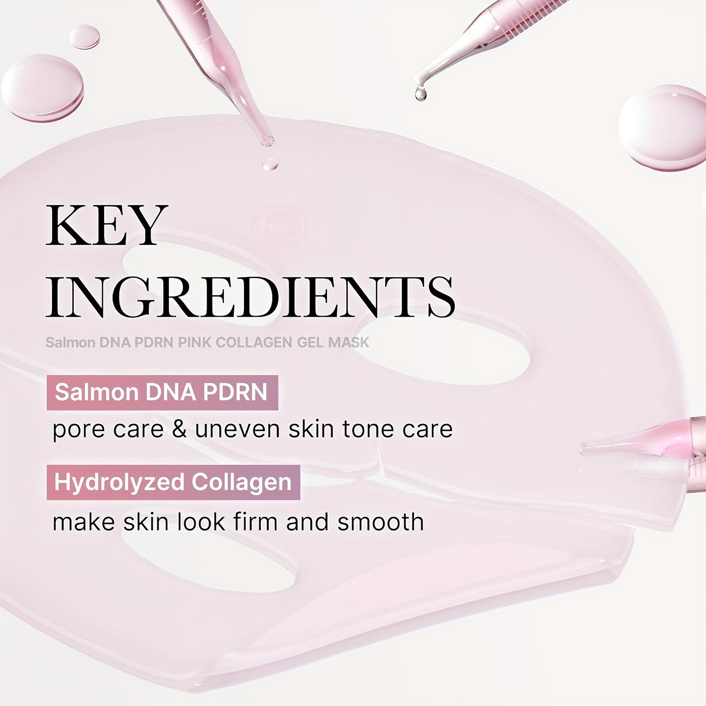 Salmon Pink Collagen Jelly Facial Mask -20pcs, Which Makes the Facial Skin More Moist, Firm, Bright, and Can Be Used Day and Night, Giving the Skin Luster, Rich in Salmon DNA, Suitable for All Skin Types