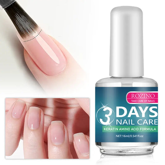 ROZINO 3-Day Nail Treatment | Keratin Amino Acid Formula | Quick-Dry, High-Shine & Scratch-Resistant | 16ml