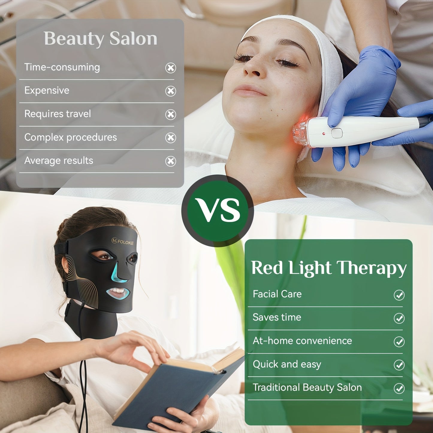 FDA-Cleared LED Red Light Relax Facial Mask with 5 Levels & 7 Colors, Compatible for acne , Collagen, Light Beige  - At-Home Device with Neck & Eye Mask Attachments, Portable Light Relax Gift for &