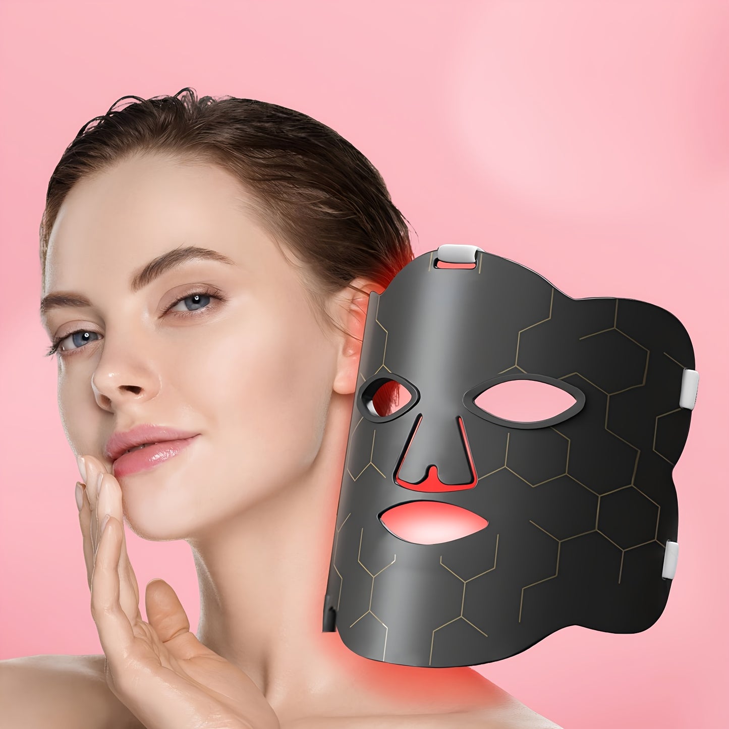 FDA Cleared Red Light Therapy Mask For Face And Neck - Silicone LED Facial Device To Reduce Wrinkles, Diminish Fine Lines And Brighten Skin Tone - Hands-Free Home Skincare System, Perfect Beauty Gift