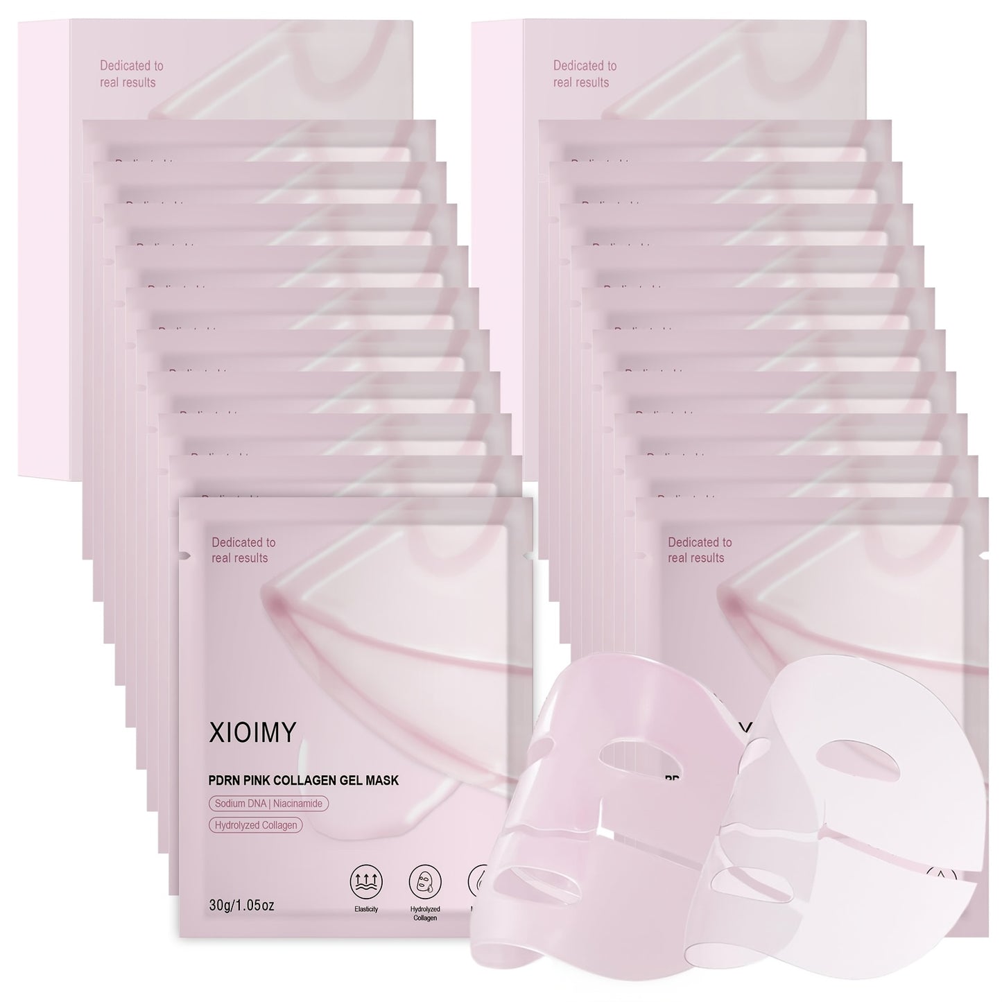 Salmon Pink Collagen Jelly Facial Mask -20pcs, Which Makes the Facial Skin More Moist, Firm, Bright, and Can Be Used Day and Night, Giving the Skin Luster, Rich in Salmon DNA, Suitable for All Skin Types