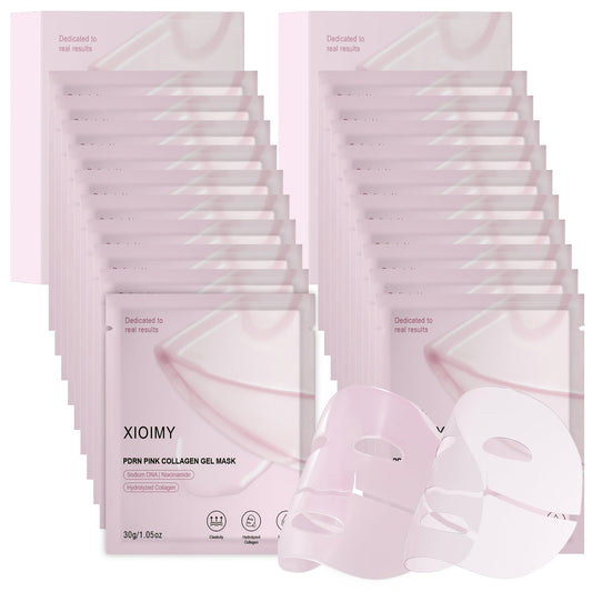 Salmon Pink Collagen Jelly Facial Mask -20pcs, Which Makes the Facial Skin More Moist, Firm, Bright, and Can Be Used Day and Night, Giving the Skin Luster, Rich in Salmon DNA, Suitable for All Skin Types