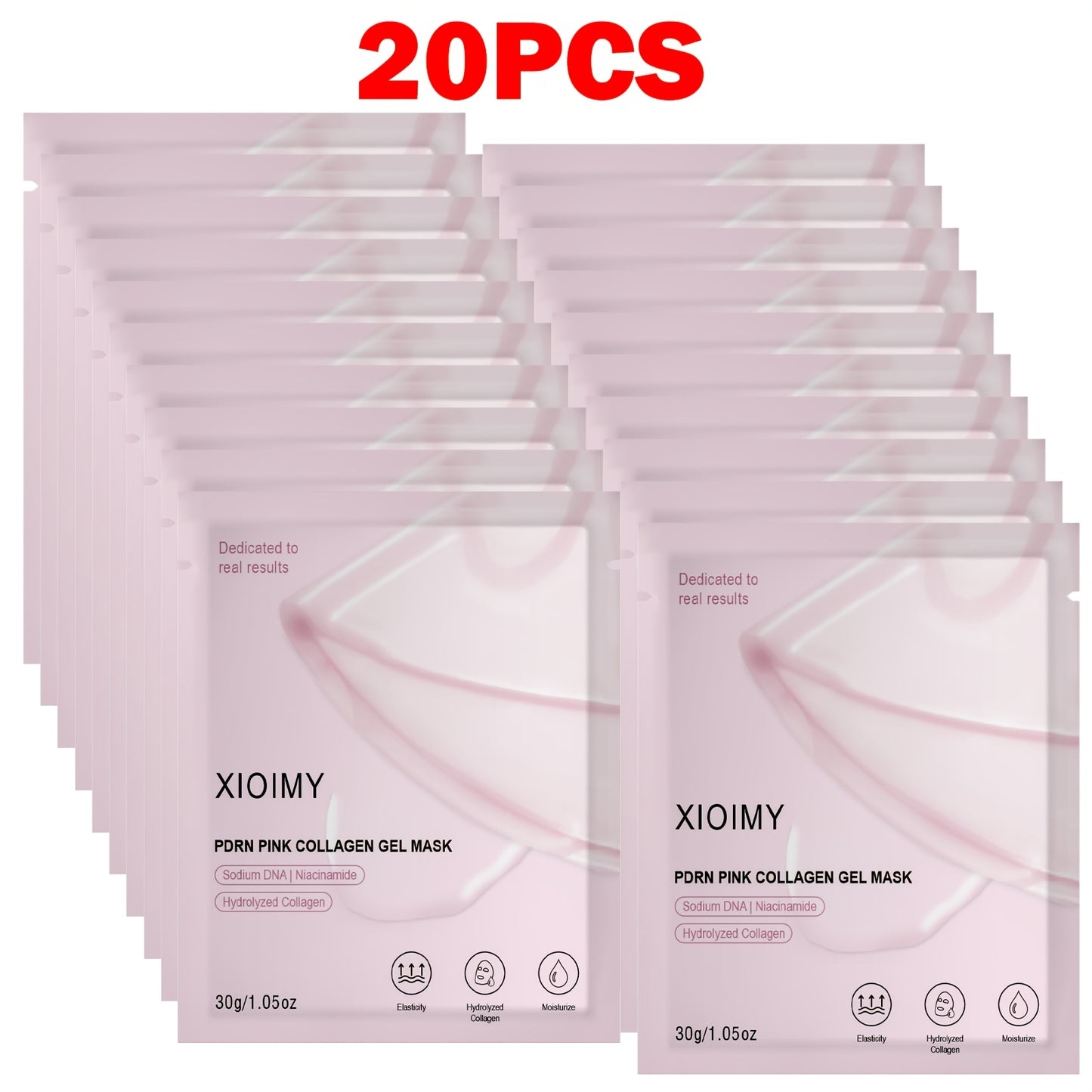 Salmon Pink Collagen Jelly Facial Mask -20pcs, Which Makes the Facial Skin More Moist, Firm, Bright, and Can Be Used Day and Night, Giving the Skin Luster, Rich in Salmon DNA, Suitable for All Skin Types