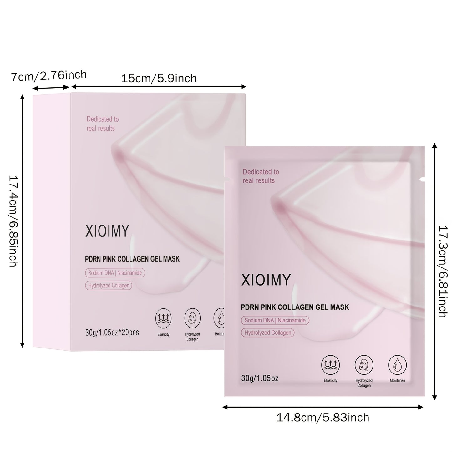 Salmon Pink Collagen Jelly Facial Mask -20pcs, Which Makes the Facial Skin More Moist, Firm, Bright, and Can Be Used Day and Night, Giving the Skin Luster, Rich in Salmon DNA, Suitable for All Skin Types