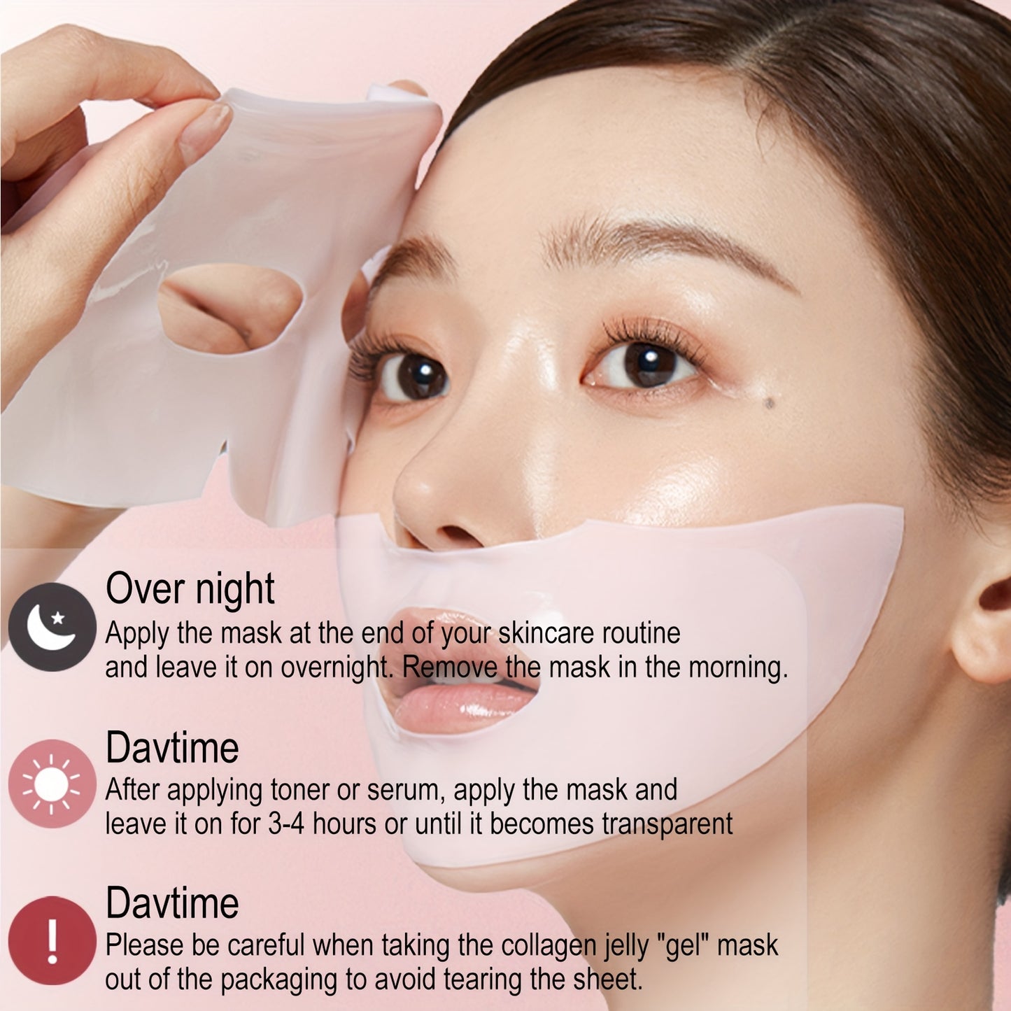 Salmon Pink Collagen Jelly Facial Mask -20pcs, Which Makes the Facial Skin More Moist, Firm, Bright, and Can Be Used Day and Night, Giving the Skin Luster, Rich in Salmon DNA, Suitable for All Skin Types