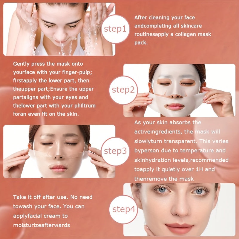 21pcs ROZINO Collagen Facial Masks with Hyaluronic Acid & Nicotinamide - Collagen-Enriched Hydrating Gel Sheets, Fragrance-Free Firming Face Care Suitable for Skin Types ( Dry, Oily) - &