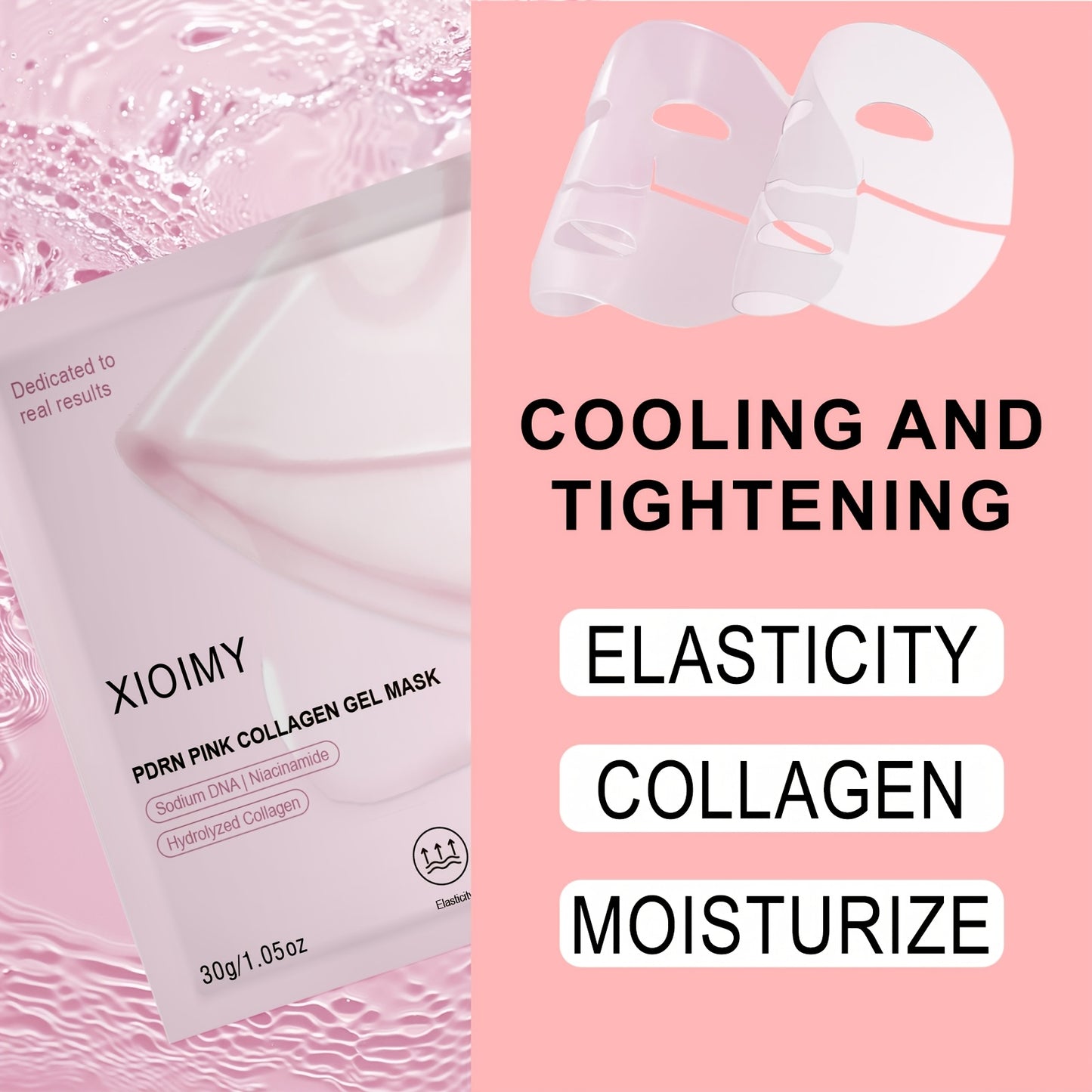 Salmon Pink Collagen Jelly Facial Mask -20pcs, Which Makes the Facial Skin More Moist, Firm, Bright, and Can Be Used Day and Night, Giving the Skin Luster, Rich in Salmon DNA, Suitable for All Skin Types