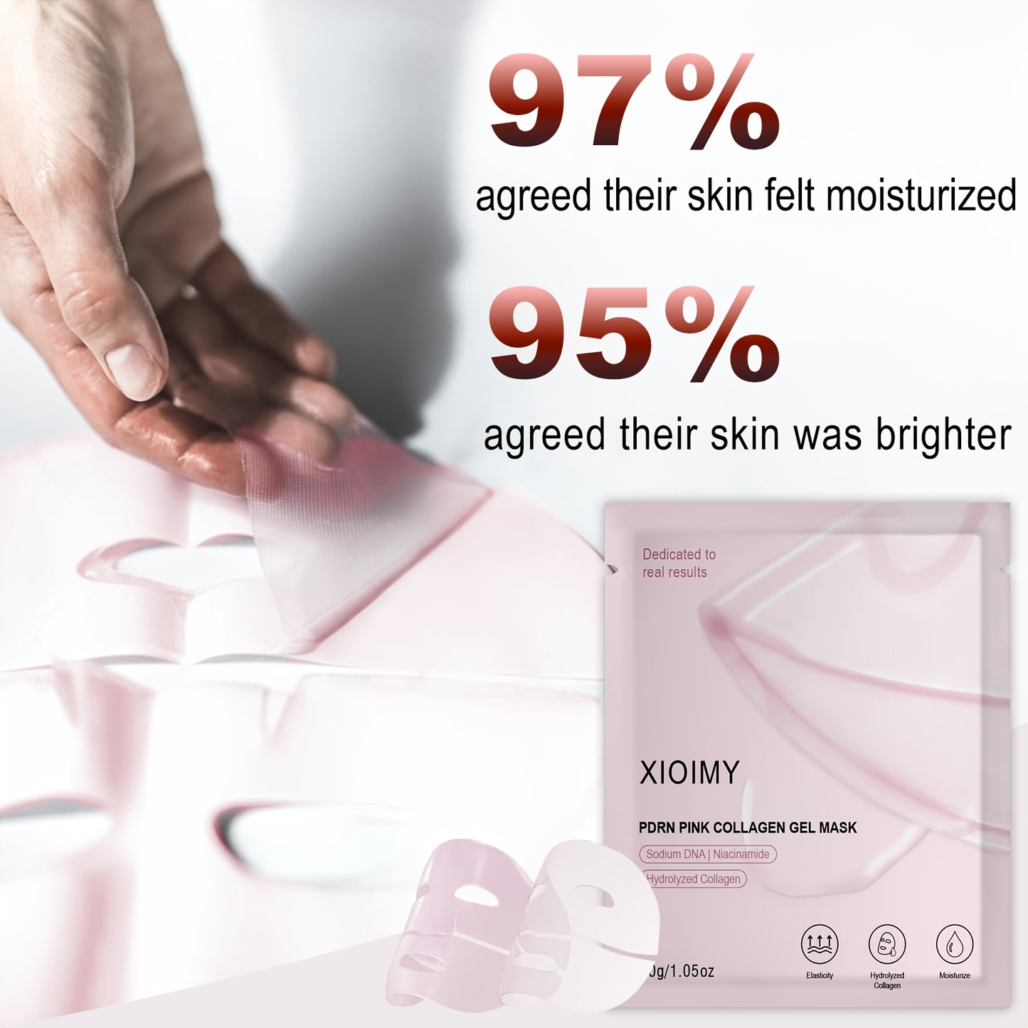 Salmon Pink Collagen Jelly Facial Mask -20pcs, Which Makes the Facial Skin More Moist, Firm, Bright, and Can Be Used Day and Night, Giving the Skin Luster, Rich in Salmon DNA, Suitable for All Skin Types