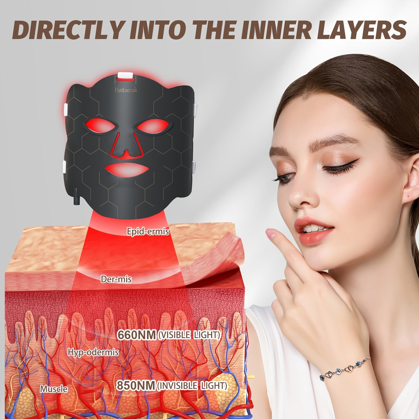 FDA Cleared Red Light Therapy Mask For Face And Neck - Silicone LED Facial Device To Reduce Wrinkles, Diminish Fine Lines And Brighten Skin Tone - Hands-Free Home Skincare System, Perfect Beauty Gift
